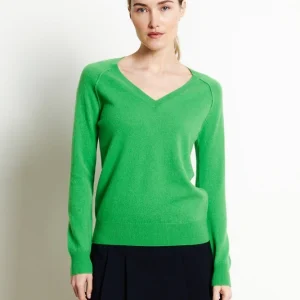 Pull col V femme en cachemire vert pomme - LILLY 6