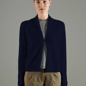 Cardigan col châle femme en cachemire bleu marine - NAMI 2