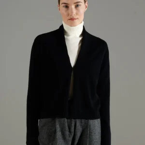 Cardigan col châle femme en cachemire noir - NAMI 2