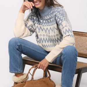 PULL COL MONTANT - BECCY - ECRU