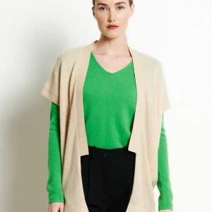 Gilet sans manches femme en cachemire beige - RIA 4