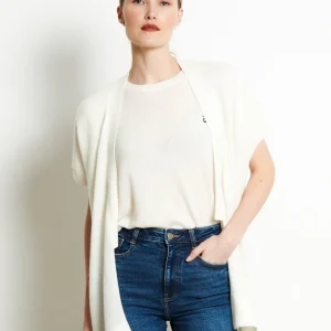 Gilet sans manches femme en cachemire blanc écru - RIA 4