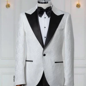 Smoking 2 Pièces Blanc Noir 2