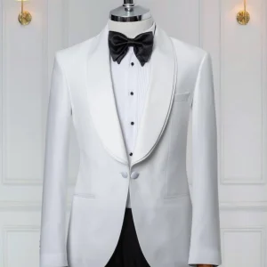 Smoking 2 Pièces Blanc Noir