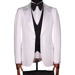 Smoking 3 Pièces Blanc Noir