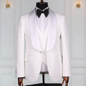 Smoking 3 Pièces Blanc Noir V.I.P 5