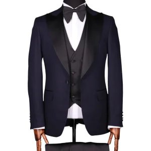 Smoking 3 Pièces Bleu Noir