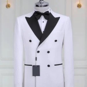 Smoking Croisé Blanc Noir 8