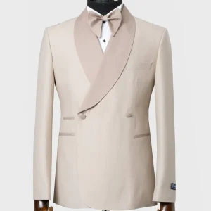 Smoking Croisé Deux Boutons Beige