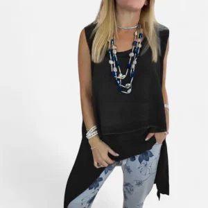 Oriane - Ensemble Femme Élégant : Top Sans Manches et Pantalon Imprimé Chic