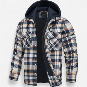 Veste à Capuche à Carreaux pour Homme - Flanelle Doublée Sherpa, Chaude et Décontractée